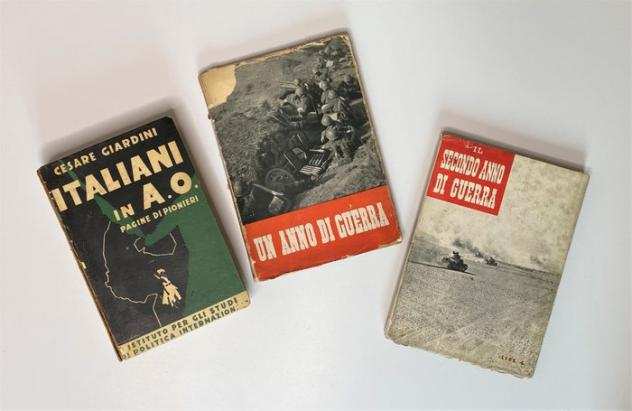 Cesare Giardini - Lotto 3 libri Italiani in A.O. Pagine di Pionieri 1936  Un Anno di guerra 1941  Secondo Anno di - 1936