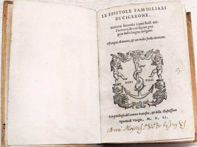Cicerone  Manuzio - Epistole Famigliari di Cicerone - 1551