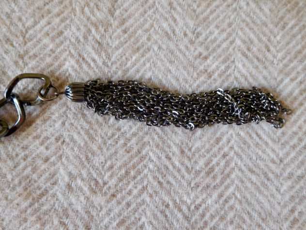 Cintura elegante in metallo argentato con maglia quota trecciaquot,chiusura con strass