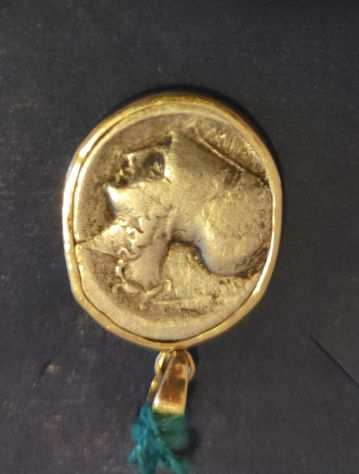 Ciondolo moneta arg greca autentica
