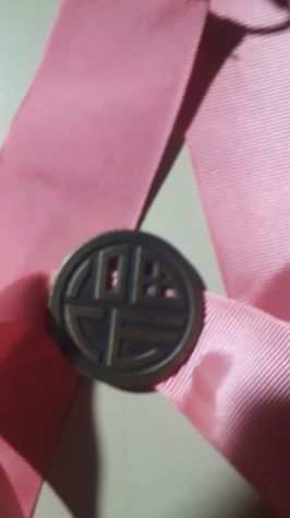 Ciondolo rosa con emblema
