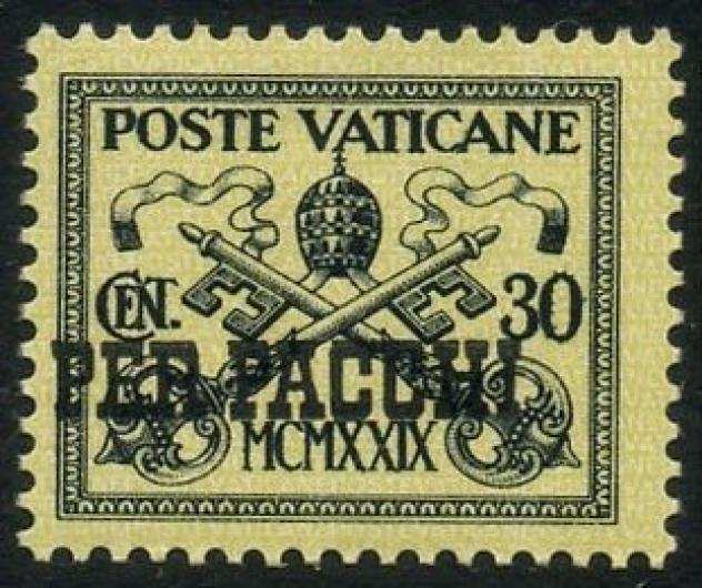 Cittagrave del Vaticano 1931 - Pacchi postali 30 c. con la soprastampa spostata a sinistra  20 c. con la soprastampa spostata a - Unificato 5eh3Ec