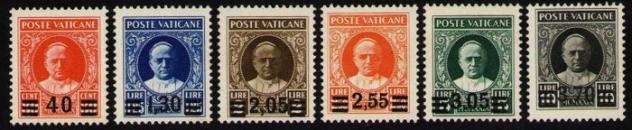 Cittagrave del Vaticano 1934 - Provvisoria 6 valori. Serie completa certificata. - Sassone 3540