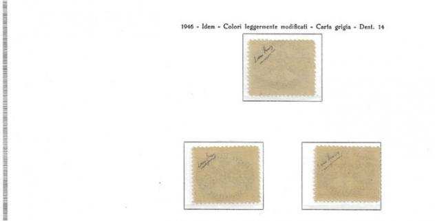 Cittagrave del Vaticano 1946 - Serie quotsegnatasse righe larghe carta grigia quot 3 valori gomma integra di qualitagrave garantita, rara - Sassone N. 14I18I