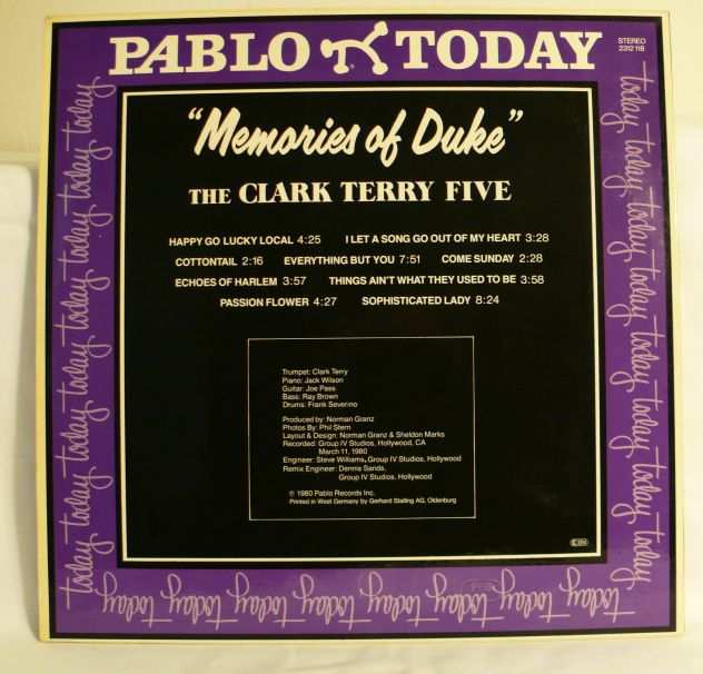 Clark Terry ndash Memories Of Duke ndash Pablo Today ndash 1980 ndash Printed in West Germany