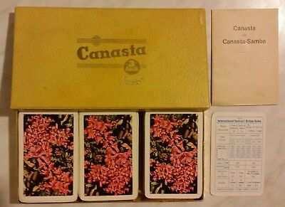 Cofanetto in cartoncino contente set 3 mazzi di carte Piatnik Canasta Samba perf