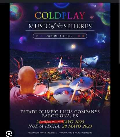 Coldplay BIGLIETTO MAGGIO 2023 - STADIO OLIMPICO LIuls Companys BARCELLONA