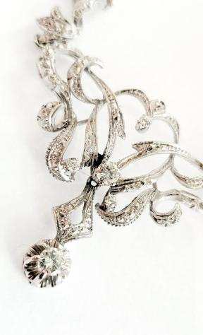 Collana con ciondolo - 18 carati Oro bianco - 0.55 tw. Diamante (Naturale) - Diamante