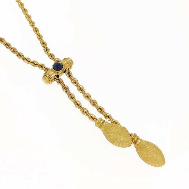 Collana con ciondolo - 18 carati Oro giallo - 0.25 tw. Zaffiro