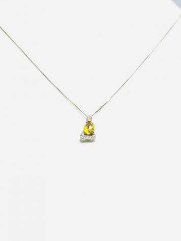Collana con ciondolo Oro bianco Zaffiro - Diamante