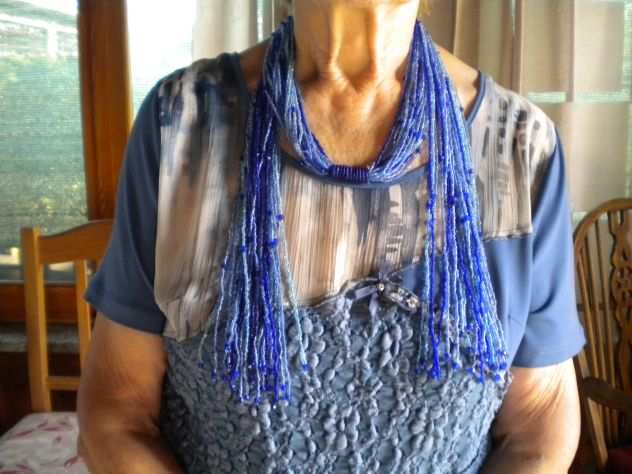 COLLANA DA DONNA-RAMI PERLINE CELESTI-BLU