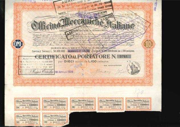 Collezione di obbligazioni o azioni - Collezione di 11 Titoli Azionari Industriali Italiani