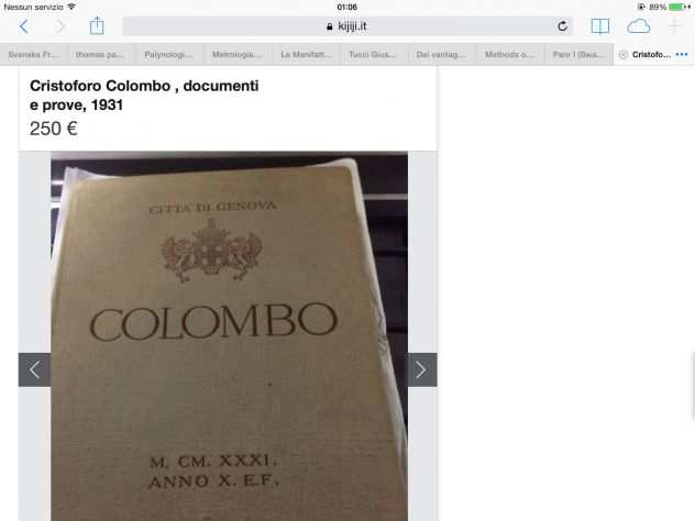 COLOMBO,1931, documenti e prove della sua appartenenza a genova 1931,