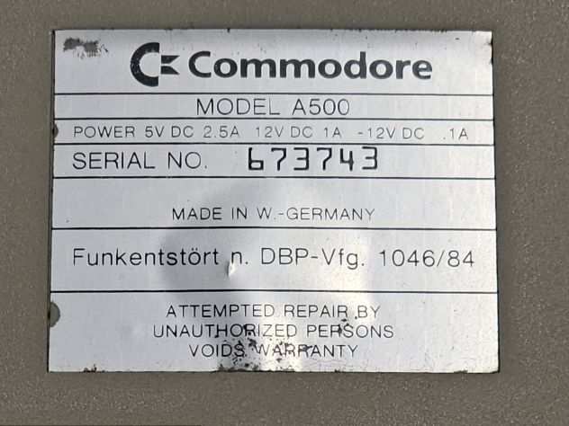 Commodore Amiga500 Workbenh 1.3 modello made in Germany seriale numero 673743
