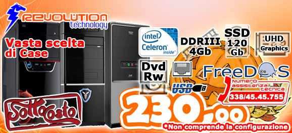 Computer Celeron QC 1,99Ghz DDR 4Gb SSD 120Gb DvdRw Revolution