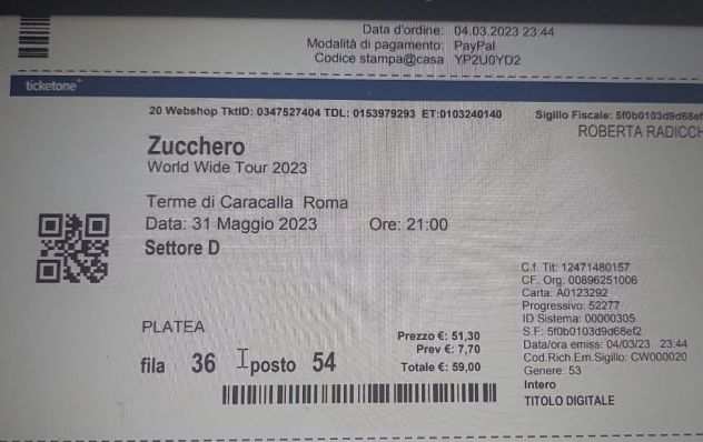 CONCERTO ZUCCHERO CARACALLA 31 MAGGIO