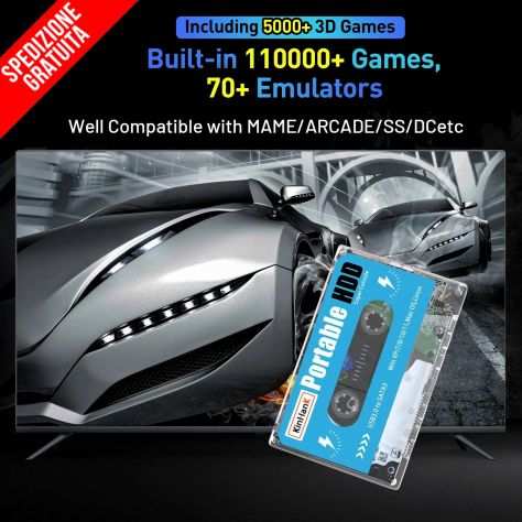 CONSOLE GAME BATOCERA HARD DISK PORTATILE 500 GB CON OLTRE 110.000 GIOCHI