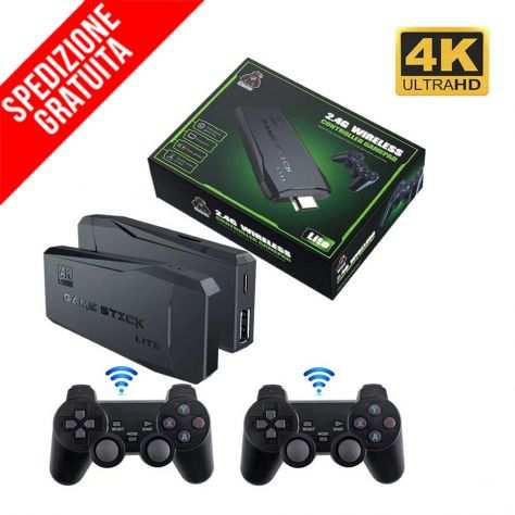 CONSOLE GAME STICK 4K LITE 2,4 GHz WIRELESS 10.000 GIOCHI 64 GB