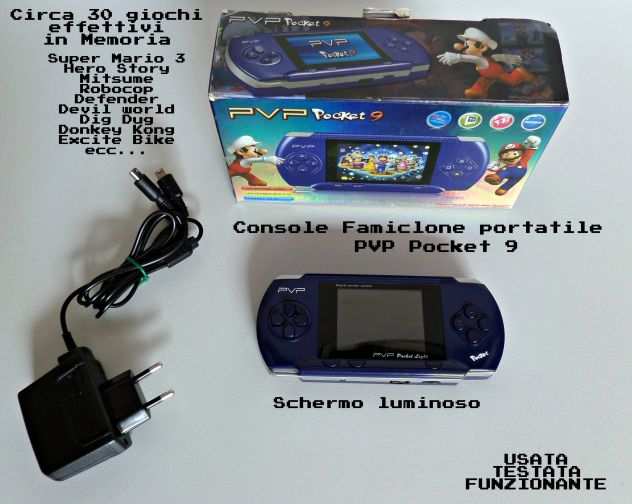Console portatile 30 giochi retrograve (super mario, ecc..) PVP Pocket 9