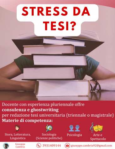 Consulenza, aiuto o ghostwriting per redazione tesi di laurea