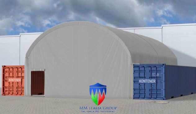 Copertura su Containers 8 x 12 x 5,6 mt, con testate da ambo i Timpani