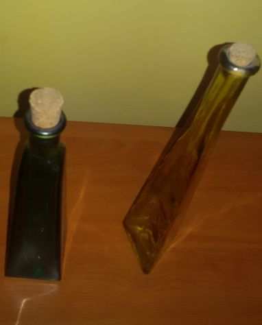 Coppia bottiglie vetro colorato trasparente