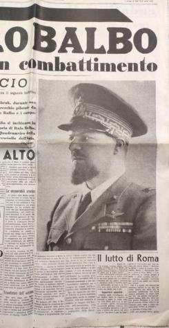 Corriere Padano 1940 - Italo Balbo caduto in combattimento - Fascismo - 1940