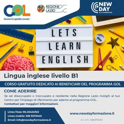 CORSO DI INGLESE GRATUITO PER DISOCCUPATI (LIVELLO B1)