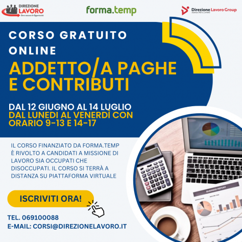 Corso Gratuito Online quotADDETTOA PAGHE E CONTRIBUTIquot