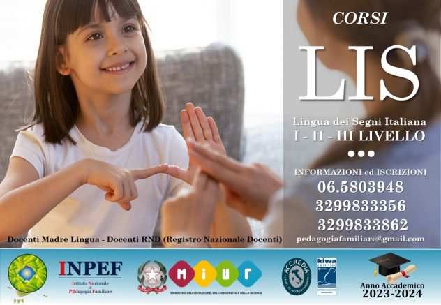 Corso LIS Professionale I, II e III Livello