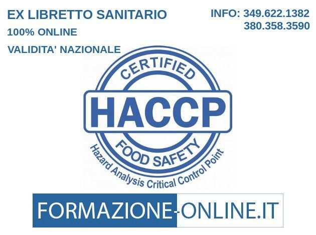 CORSO ONLINE ALIMENTARISTA - ATTESTATO HACCP - FOGGIA