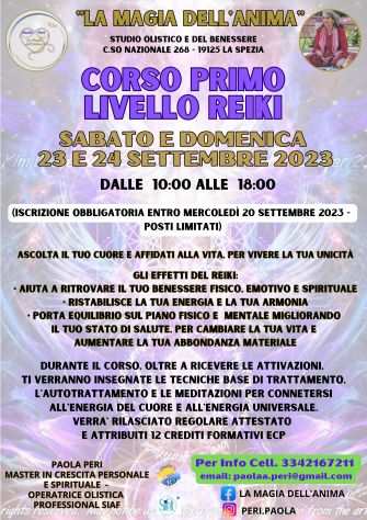 CORSO PRIMO LIVELLO REIKI