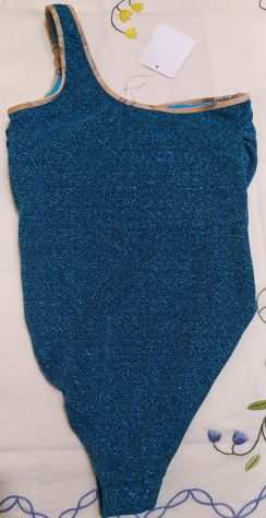Costume intero 1 Classe monospalla azzurro lurex taglia II