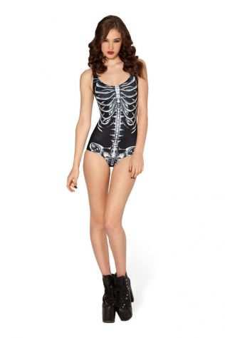 Costume intero scheletro skeleton HR Giger Alien swimsuit donna