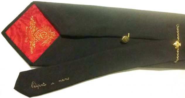 Cravatta Ervegrave Jacques dipinta a mano in seta con gatto nuova cellophane
