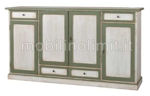 Credenza Classica - Bianco e Verde Decapato - Nuovo