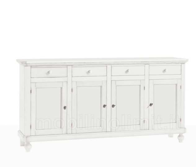 Credenza con 4 Ante 4 Cassetti - Bianco Opaco