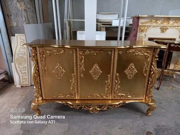 Credenza foglia oro stile barocco classico legno con spedizione