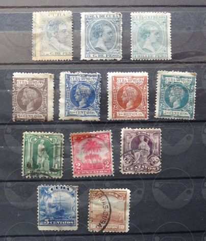 CUBA 1882-1917 Lotto di 21 francobolli