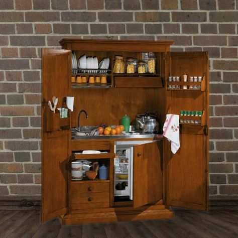 Cucina in Legno Monoblocco Con Ripiani Arte Povera cod 10803