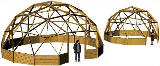 CUPOLA GEODETICA progettazione strutture prefabbricate gazebo in legno