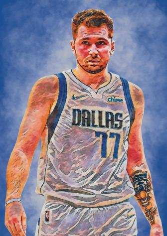 Dallas Mavericks - NBA - Luka Doncic - Dallas Mavericks Watercolor Style Edition Limited Edition 25 wCOA - 2023 Artwork