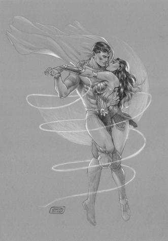 De Luca, Giuseppe - 1 Original drawing - Superman amp Wonder Woman