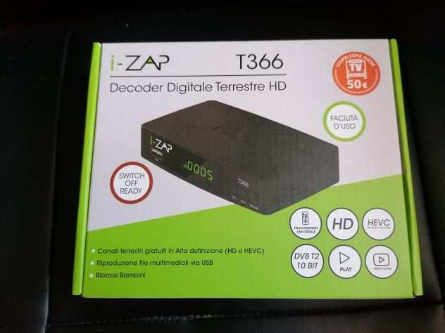 Decoder Digitale Terrestre HD iZAP T366 DVB T2 10 Bit USB, Ethernet, HDMI NUOVO