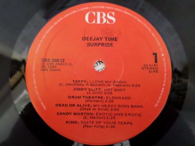 DEEJAY TIME quotSURPRISEquot Compilation - LP  33 giri 1985 CBS Italy