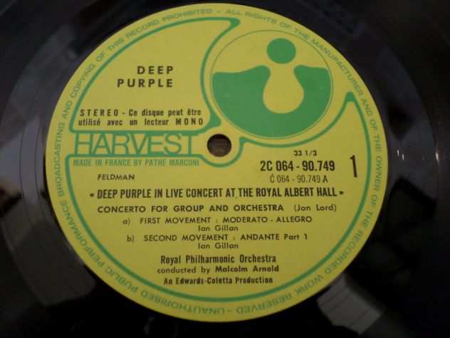 DEEP PURPLE (Live) The Royal Philharmonic Orchestra - LP  33 giri 1970 Harvest