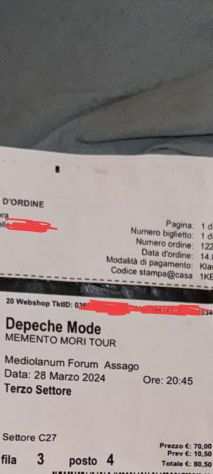 Depeche Mode concerto Milano - vendo biglietto
