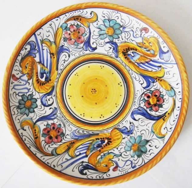 Deruta-Piatto ceramica smaltata dipinta a mano-cm 30-anno 1960 ca