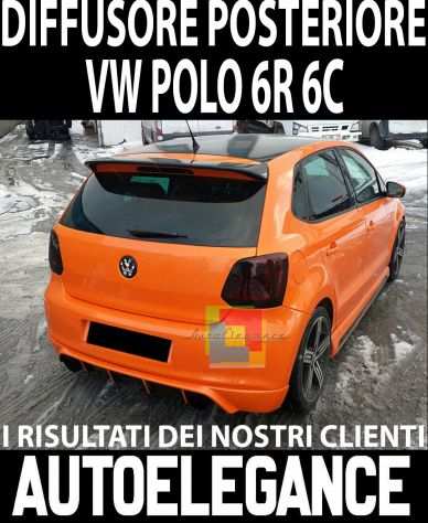 DIFFUSORE ABS LOOK RLINE PER VW POLO 6R 2009-2014 SOTTO PARAURTI POSTERIORE