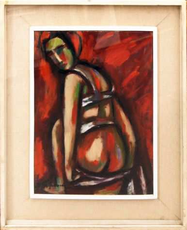 Dino Migliorini pittore olio su faesite figura femminile
